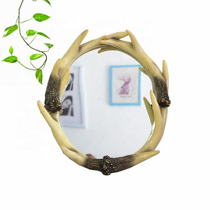 Rustic Faux Deer Antler Oval Wall Mirror Cabin Lodge Hunting Style Decor