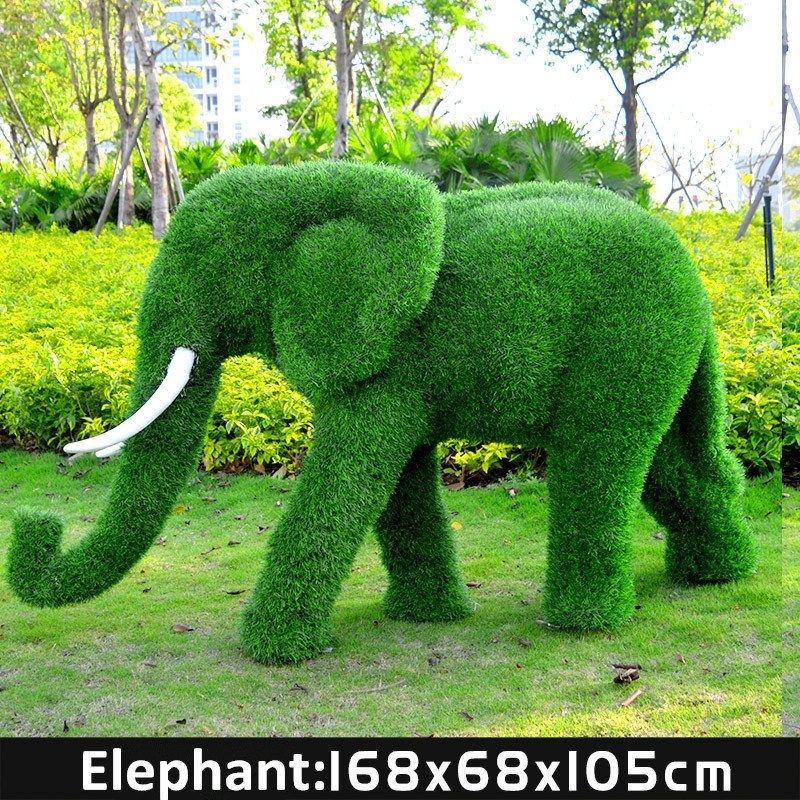 Outdoor Decorative Resin Fiberglass Green Plants Animal Elephant Statue for Courtyard & Garden Decor