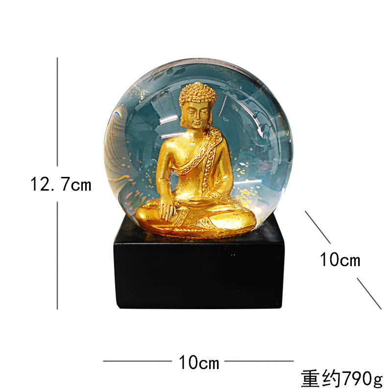 Resin Gold Buddha Glass Water SnowBall Globe Indoor Tabletop Abstract Wood Sculpture Home As Wedding Decoration