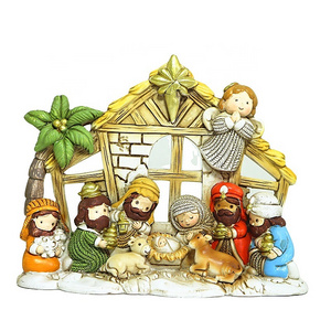 Miniature Nativity Scene Religious Gift Ornament Saint Joseph Catholic Religious Resin Christ Birth Cartoon Character Statues