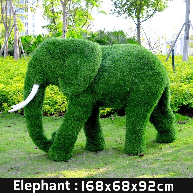 Outdoor Decorative Resin Fiberglass Green Plants Animal Elephant Statue for Courtyard & Garden Decor