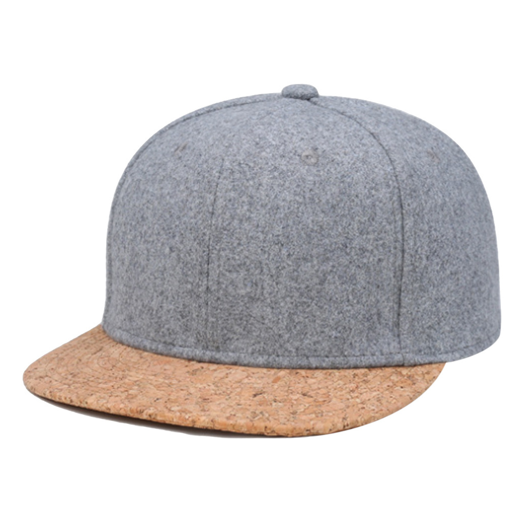 wholesale wool hats cork brimmed blank wood snapback hat