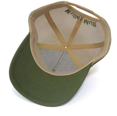 Wholesales Custom 5 Panel Olive Cotton Twill Trucker Leather Patch Logo Gorras Army Green Trucker Mesh Hat Cap