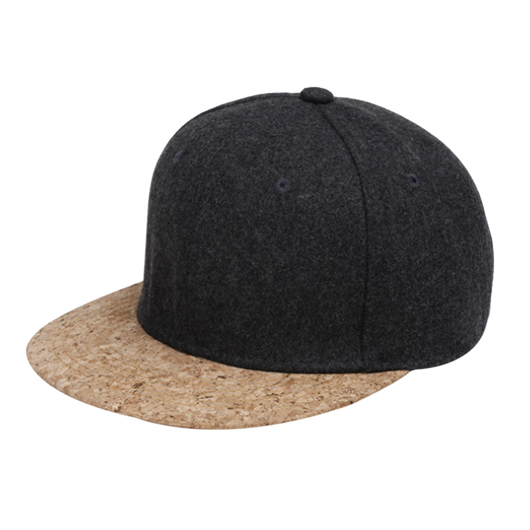 wholesale wool hats cork brimmed blank wood snapback hat