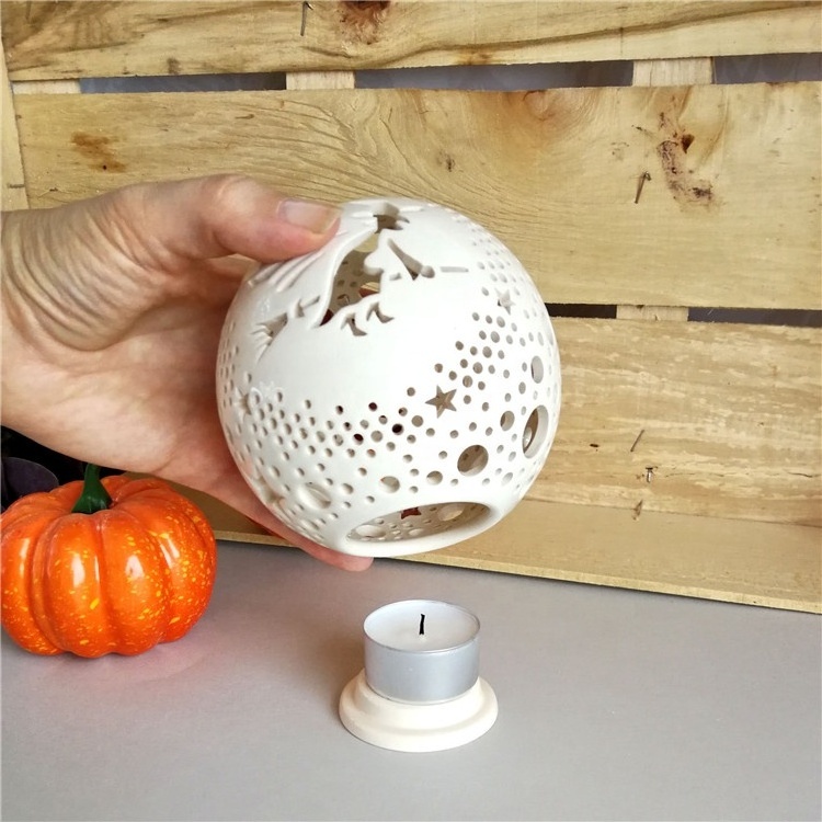 Personalized moroccan style pumpkin shape ceramic halloween decoration tea light candle holders