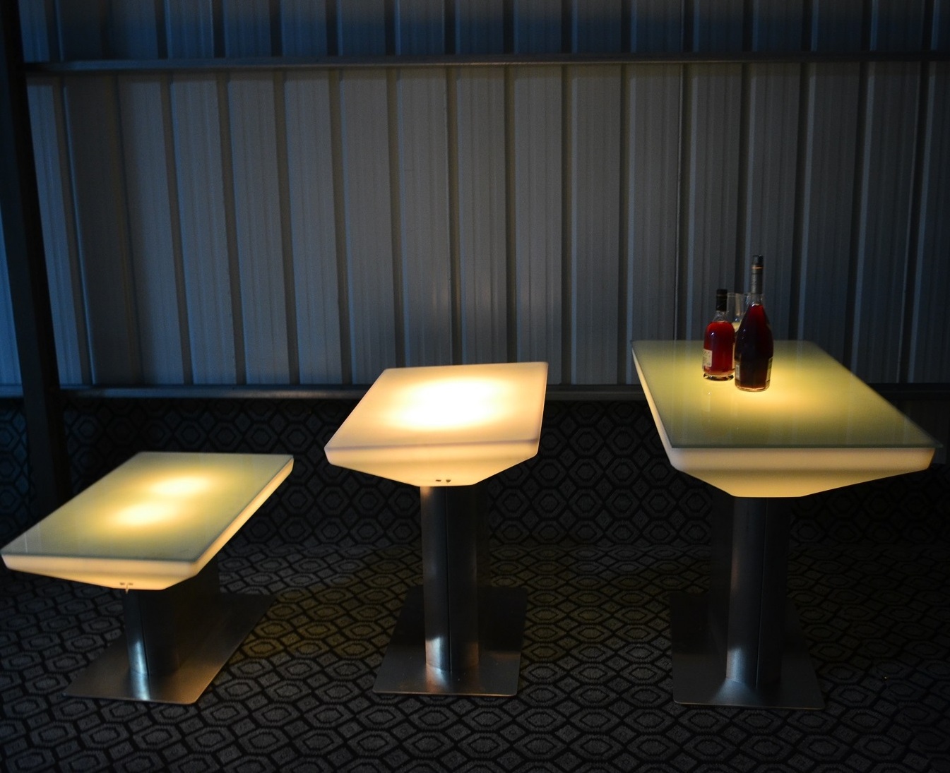 LED flash lights glowing furniture metal feet plastic table