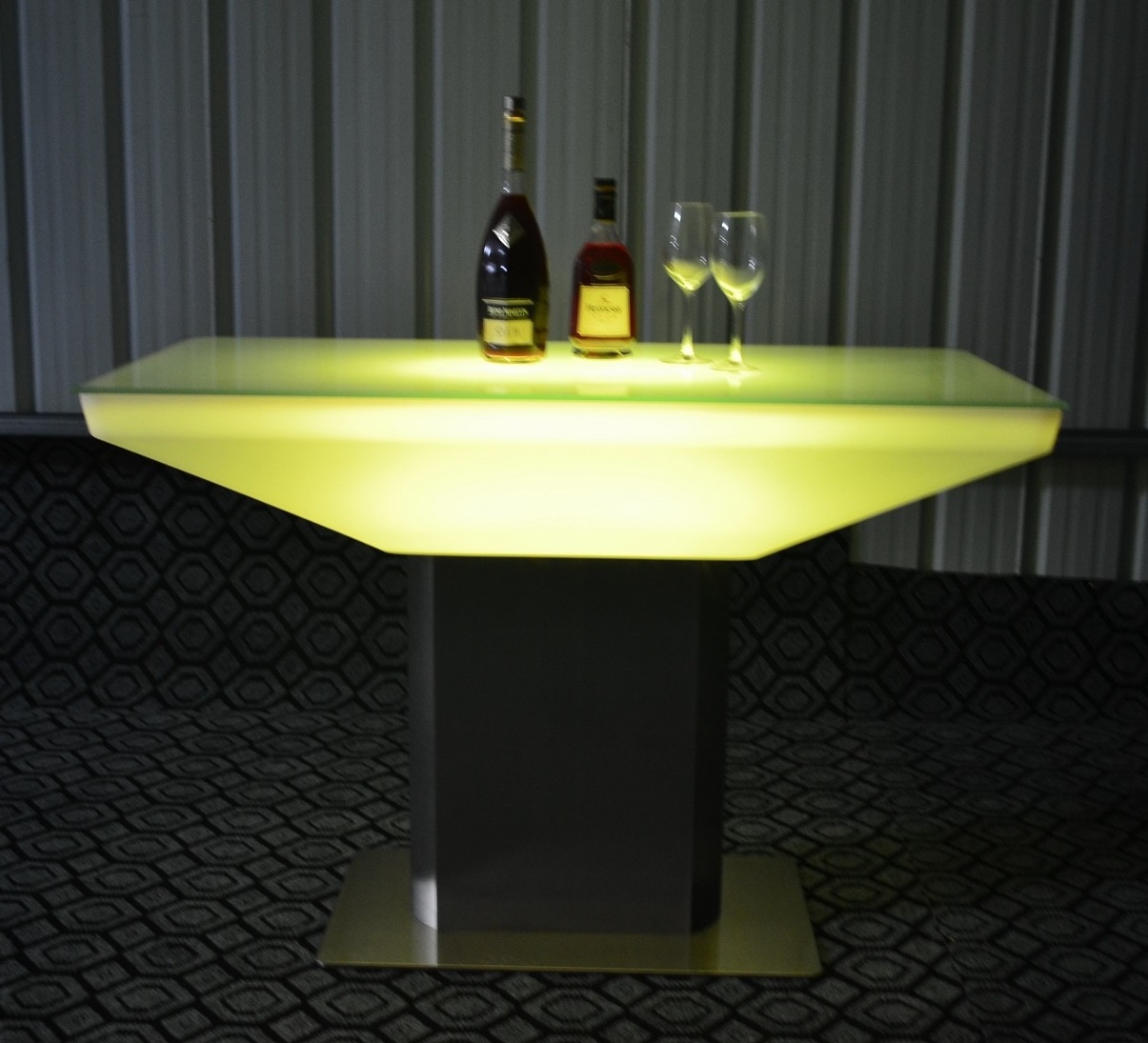 LED flash lights glowing furniture metal feet plastic table