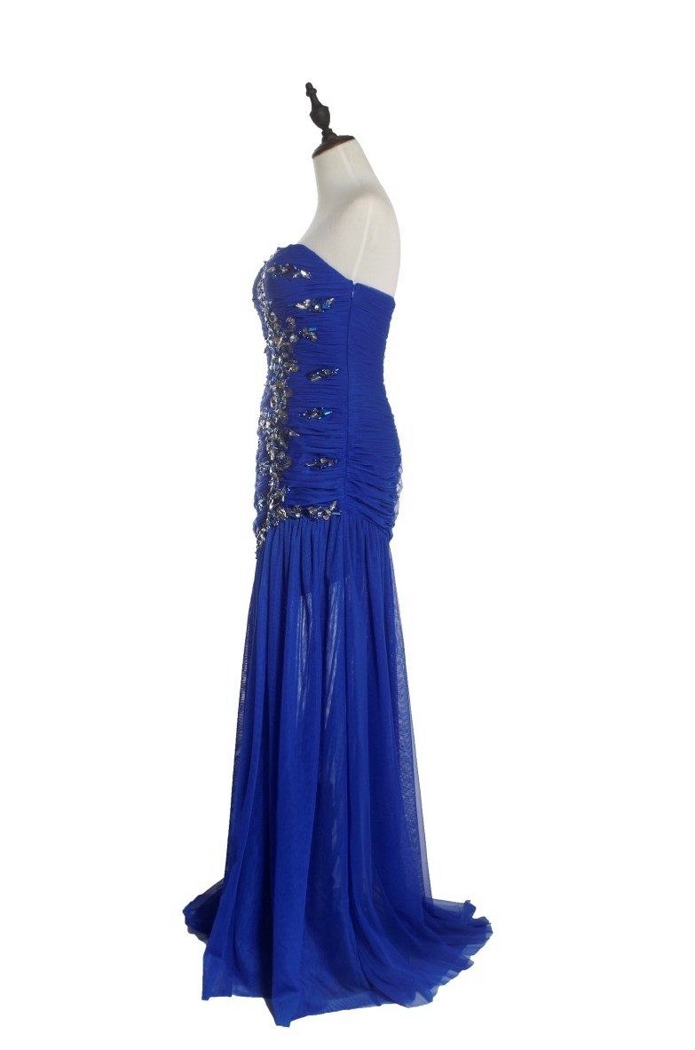 Formal blue party gown elegant mermaid style mother of bride evening dress