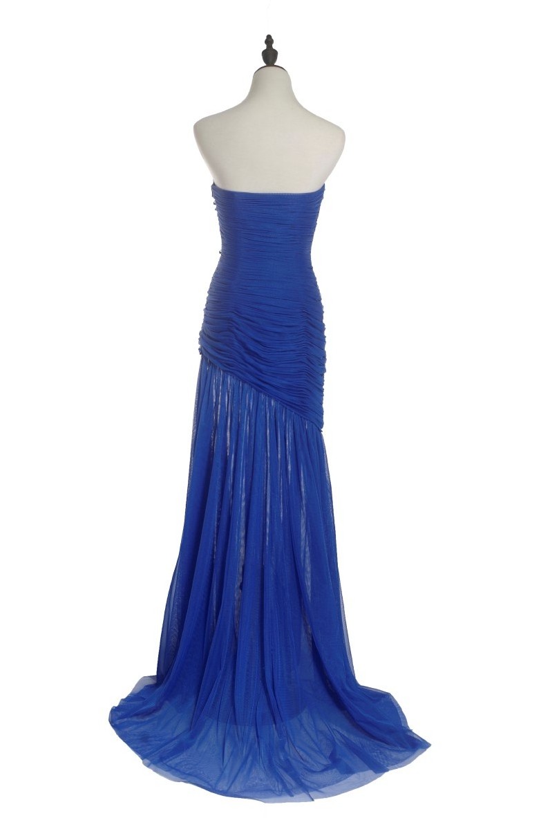 Formal blue party gown elegant mermaid style mother of bride evening dress