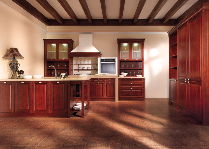 China factory customer made Classic Cherry Solid Wood Kitchen cabinets