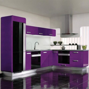 Luxury Purple design smart home customized design plywood moisture proof kitchen cabinet