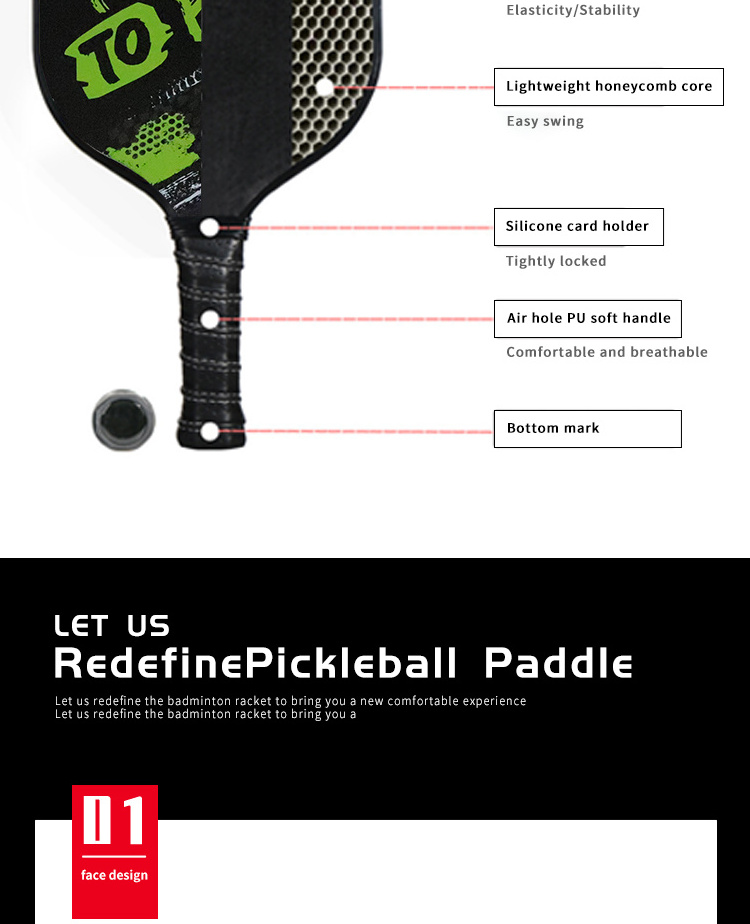 Pickleball Paddle Manufacturer Professional Custom Logo Carbon Fiber Pickle Ball Pickleball paddle