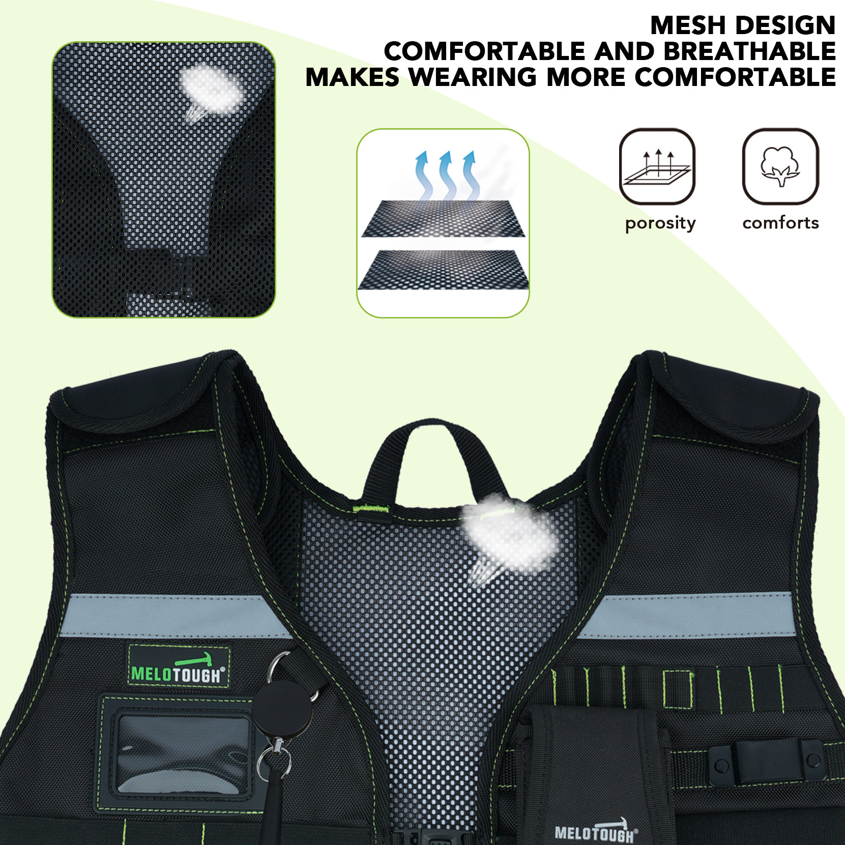 Multi-pocket Tool Vest, Electrician Carpenter Construction Tool Vest, Reflective Safety Men's Tool Vest.