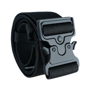 2" Quick Release black custom nylon tactical belts for men with Heavy Duty Seatbelt Buckle