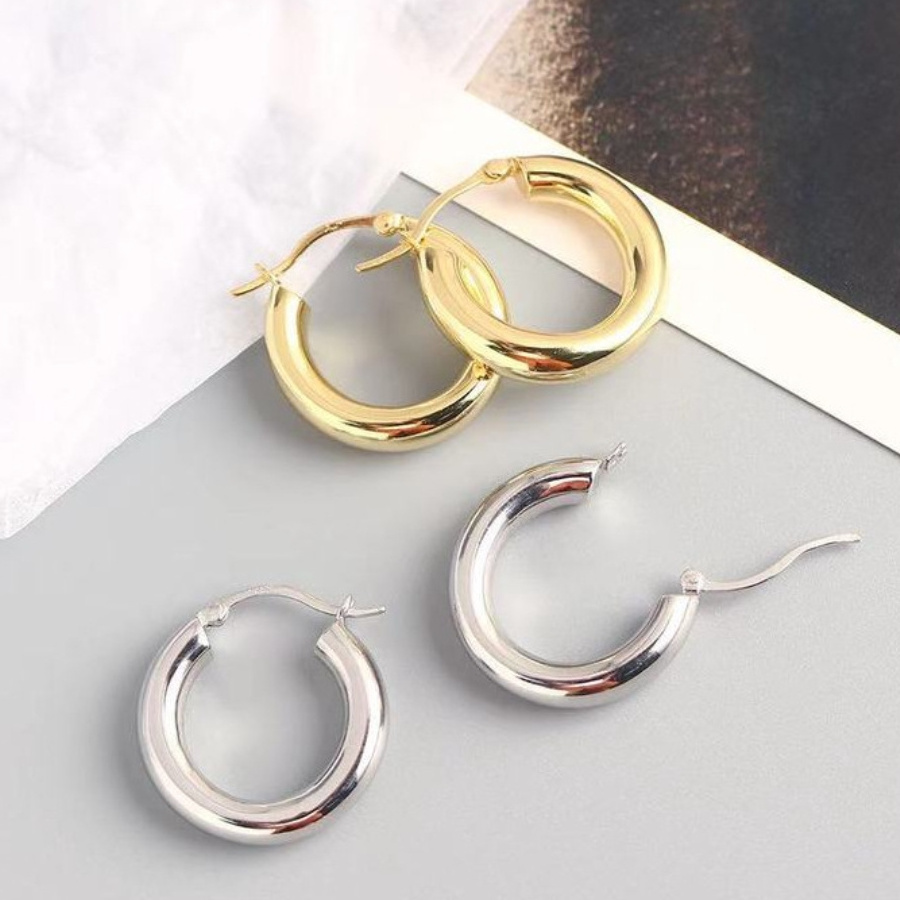 wholesale fashion jewelry hoop design earrings 18K Gold plated stainless steel  earrings hoops for women