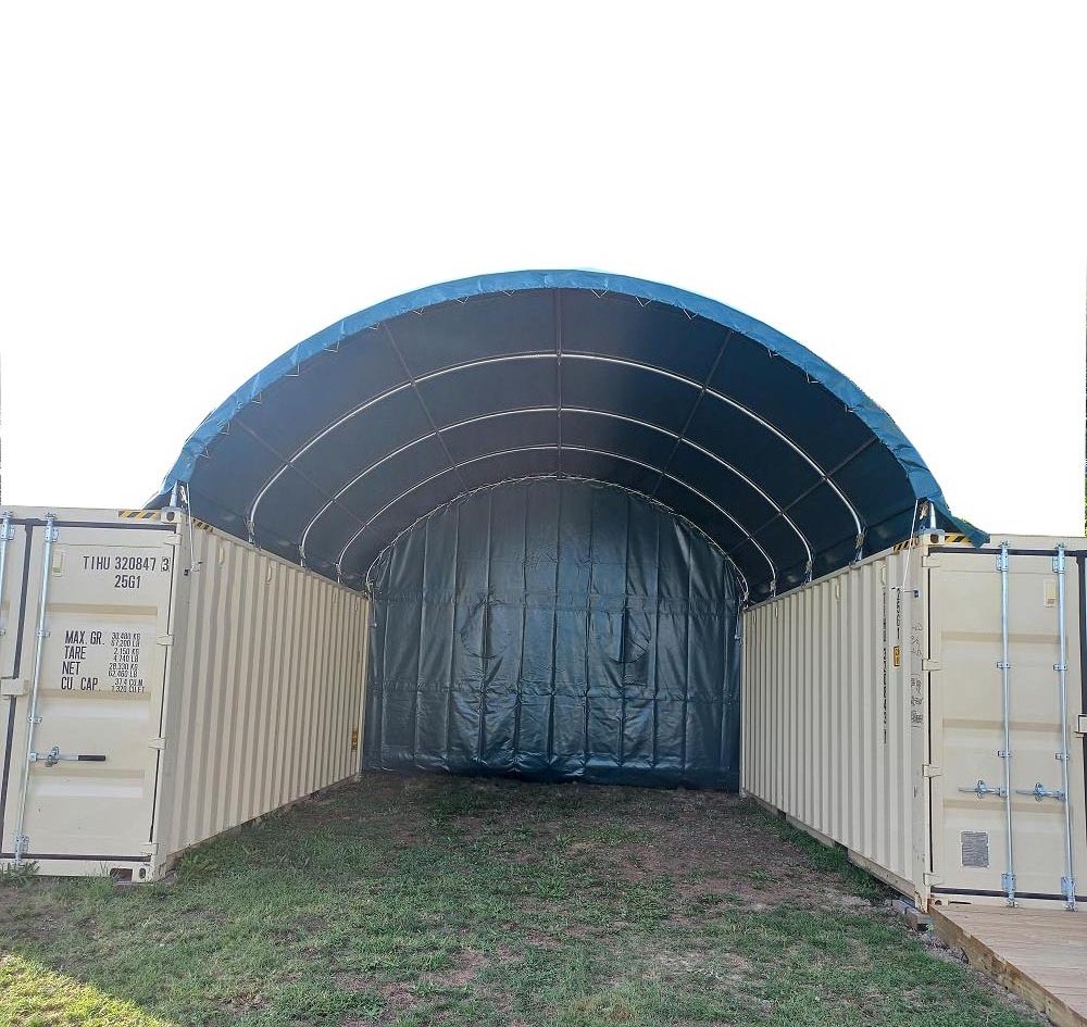 Canada western 4040 storm canopy tent tornado shelter steel peak roof shipping container roof top shelter dome cover