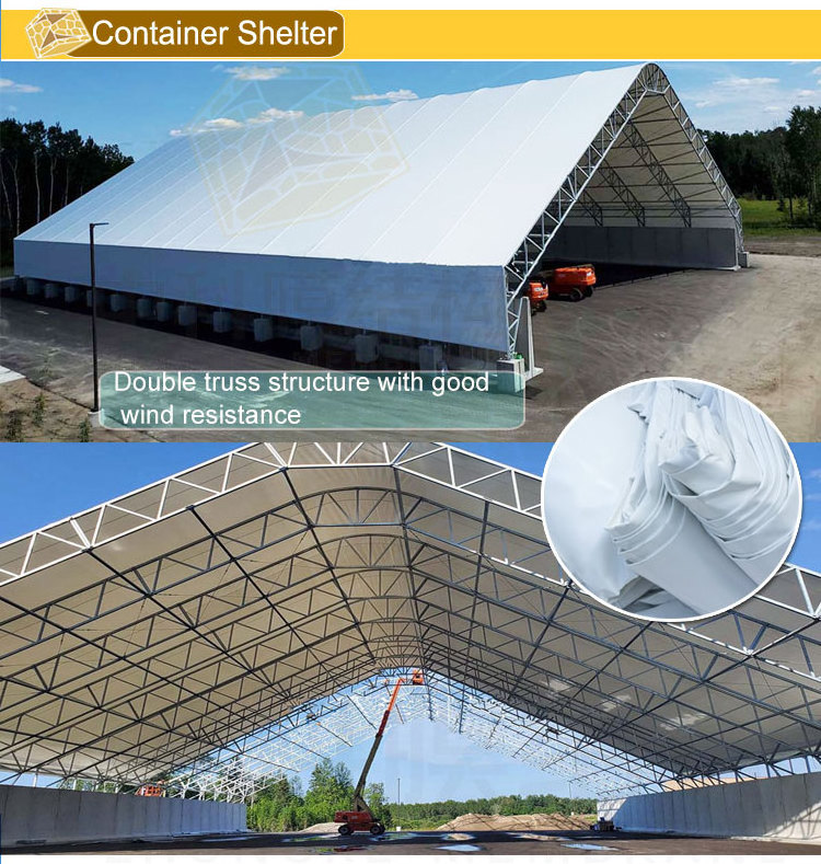 C4040 40ft portable storage shelter single truss steel dual truss container shelter frame dome shipping container shelter cover