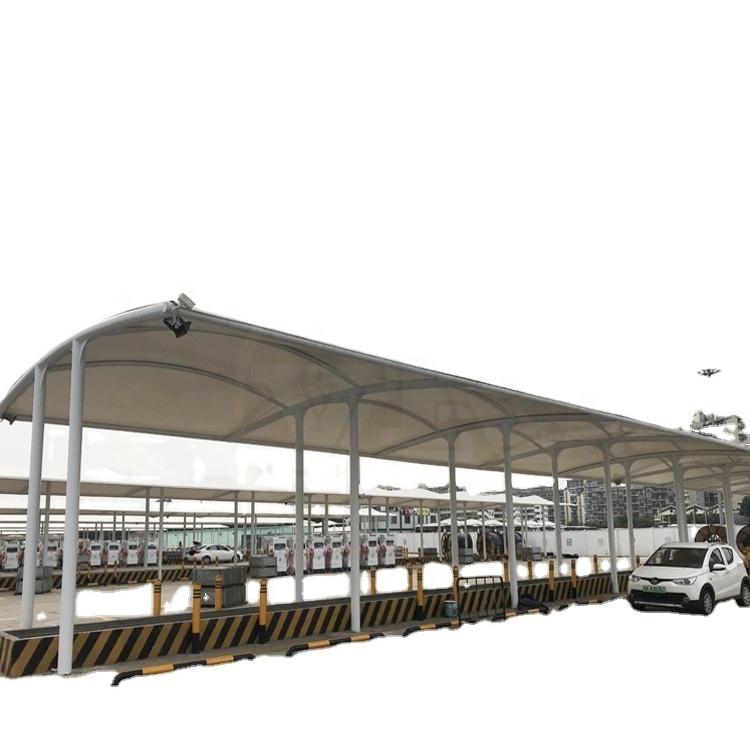 PVDF fabric waterproof tensile membrane fiberglass car parking shed fabric carport canopy for garage