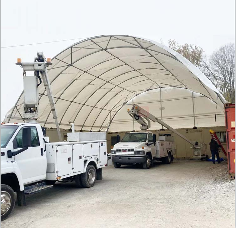 C4040 40ft portable storage shelter single truss steel dual truss container shelter frame dome shipping container shelter cover