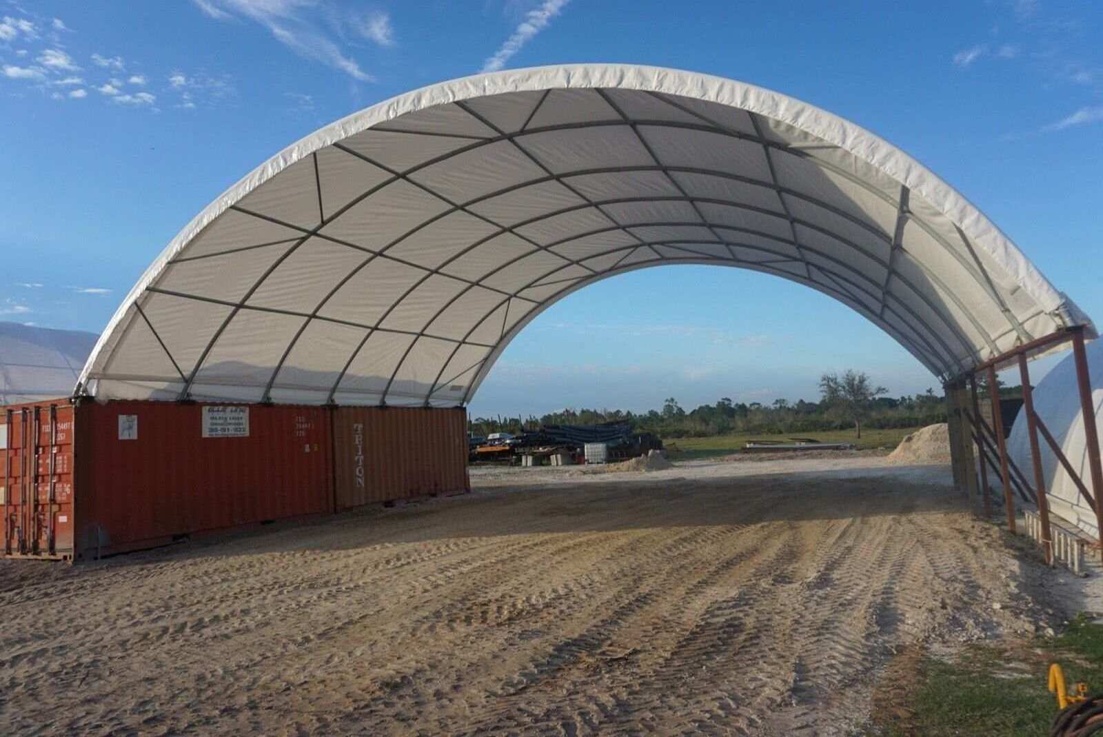 Outdoor prefab container domes peak roof shed membrane tent 40 x 40 shipping container shelter canopy cover