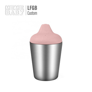 Wholesale Stainless Steel Silicone Straw Cup LFGB Approved Custom Logo Toddler Infant Baby Kids Drinking Sippy Cup