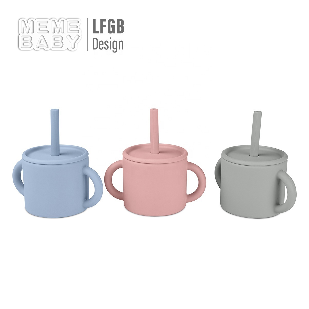 Best Seller Custom Anti-overflow Baby Silicone Cup Kids Drinking Sippy Cup Vacuum Seal Baby Cup With Handles Lids And Straws