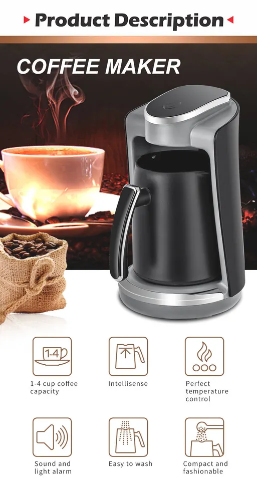 Mini Turkish Coffee Maker With Automatic Electric Coffee Pot Kettle