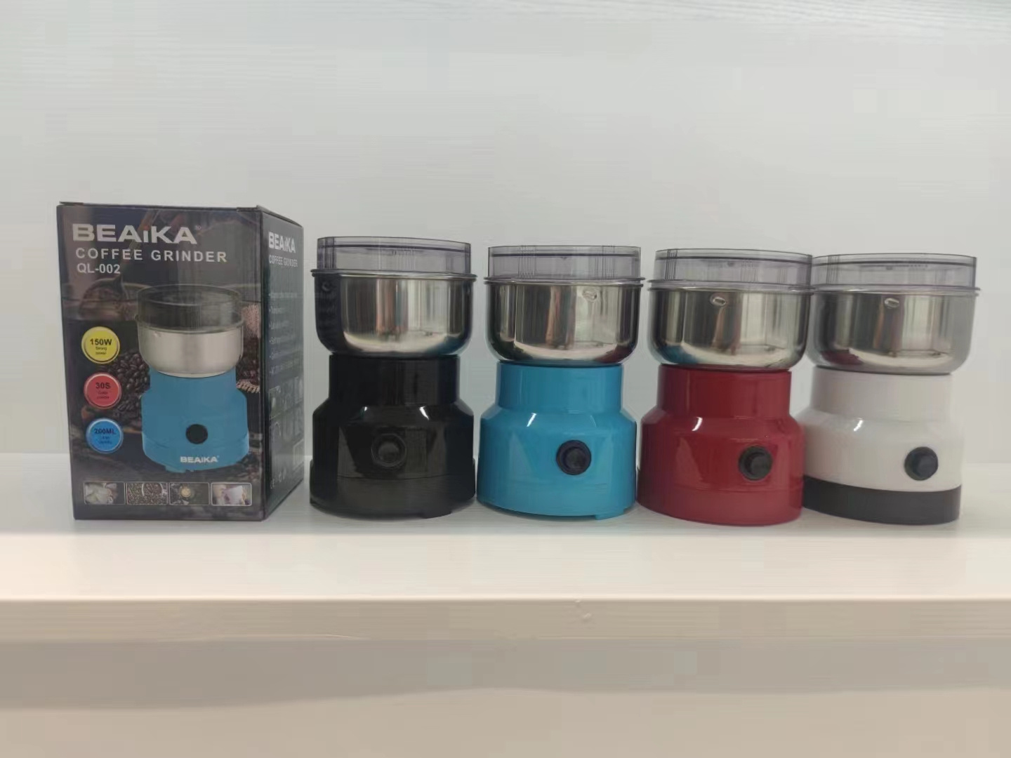 Colorful Plastic Body 4 Blades 150W Electric Coffee Bean Grinder