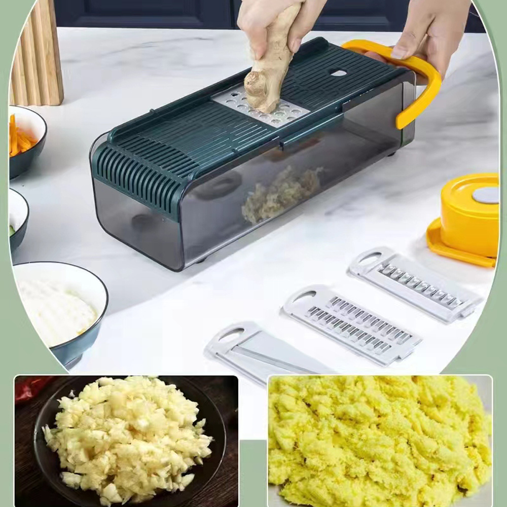 Vegetable Onion Chopper Dicer Food Slicer Cutter Adjustable Mandolin Chopper with Container Fruit & Vegetable Tools Plastic