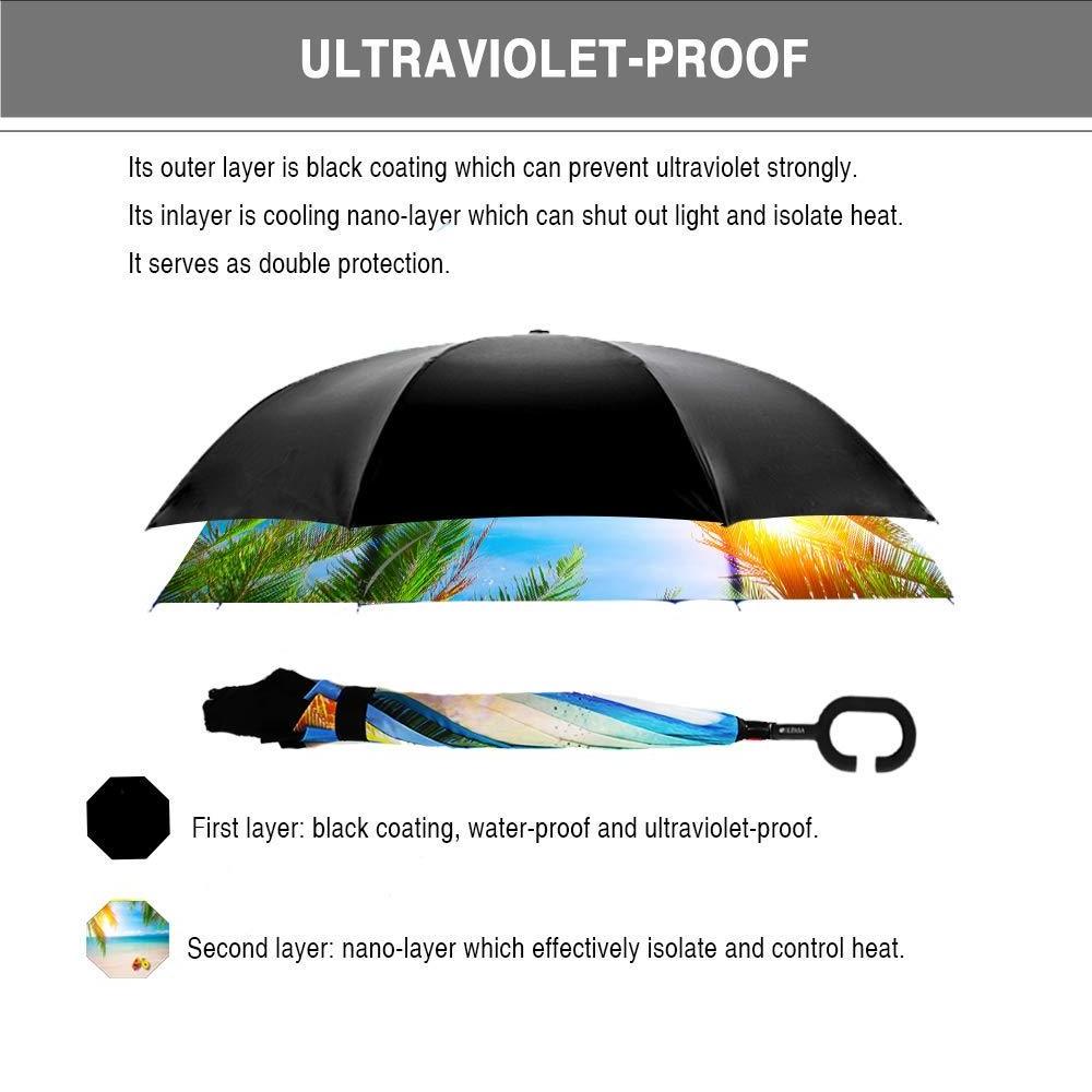 Custom Latest Travel Double Layer Inverted Reverse inverse Umbrella with C-Shaped Handle Anti-UV Waterproof Windproof umbrellas