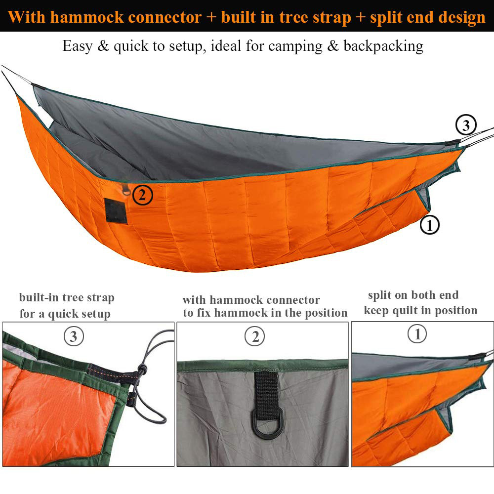 Single & Double Hammock Underquilt Full Length Big Size Under Quilts for Hammocks windproof warm Camping Backpacking Essential