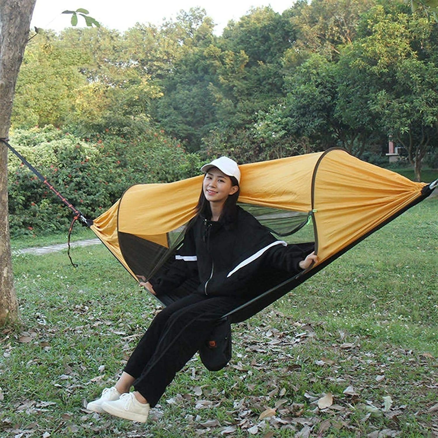 Sunshade Sleeping Swing Comfort Portable Parachute Outdoor Camping Camper Hammocks with Mosquito Net Cover