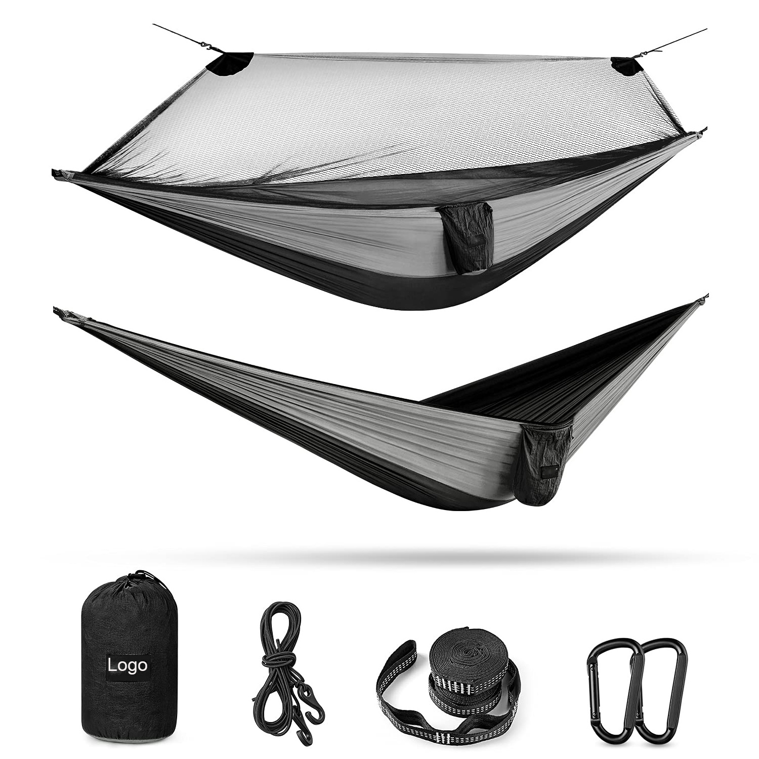 Hot sales  Portable Large Camping Hammock with Mosquito Net Outdoor Parachute Ultralight Hanging Hammocks Tree Straps Swing Bed