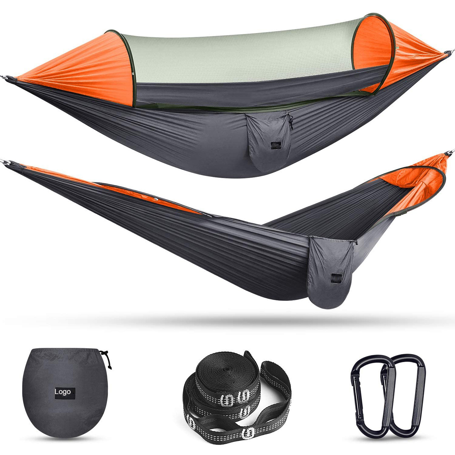 Hot sales  Portable Large Camping Hammock with Mosquito Net Outdoor Parachute Ultralight Hanging Hammocks Tree Straps Swing Bed