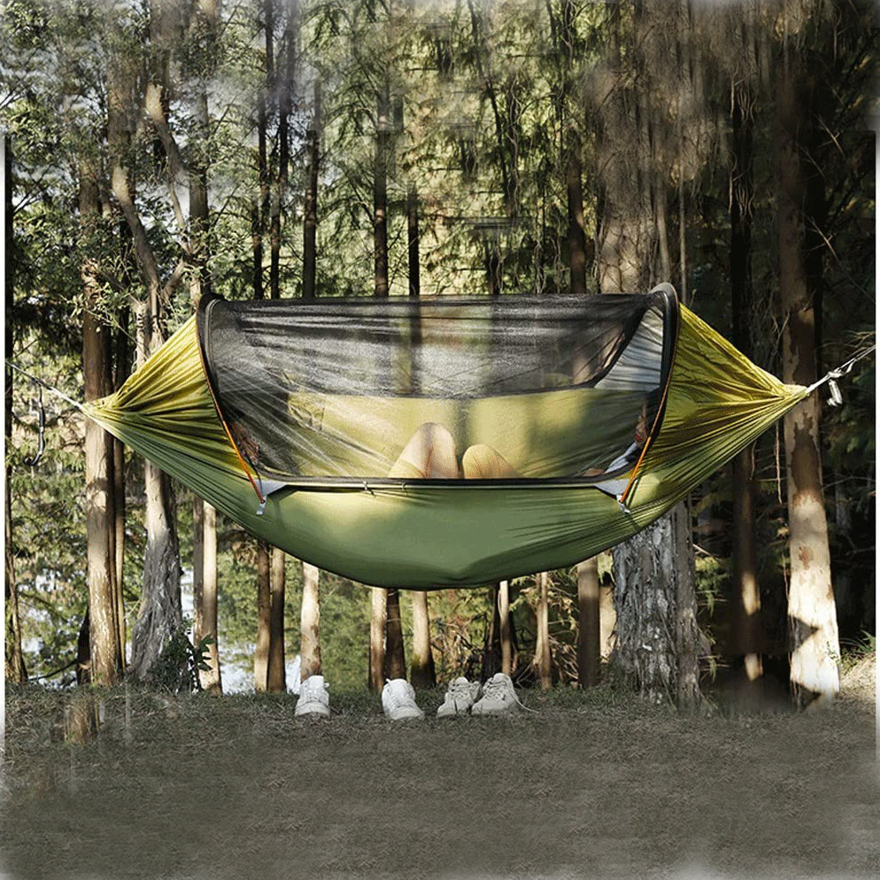 Outdoor Hiking Camping Parachute Portable Large Hammock with Mosquito Net Ultralight Hanging Hammocks Tree Straps Swing Bed