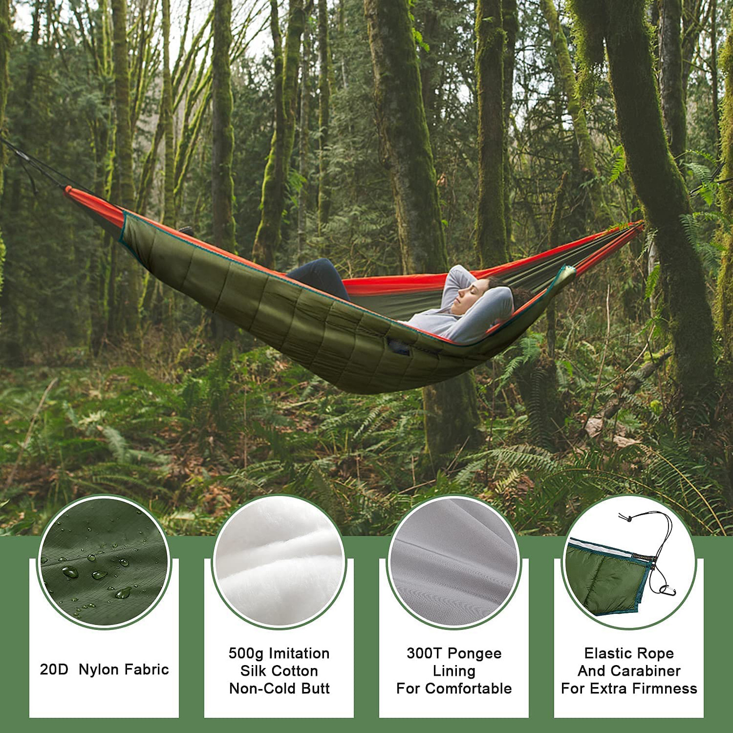 Outdoor Portable Warm 4 Season Winter Under Quilt Hammock tent swing Bed haven Camping Hammocks Underquilt Pop-up blanket