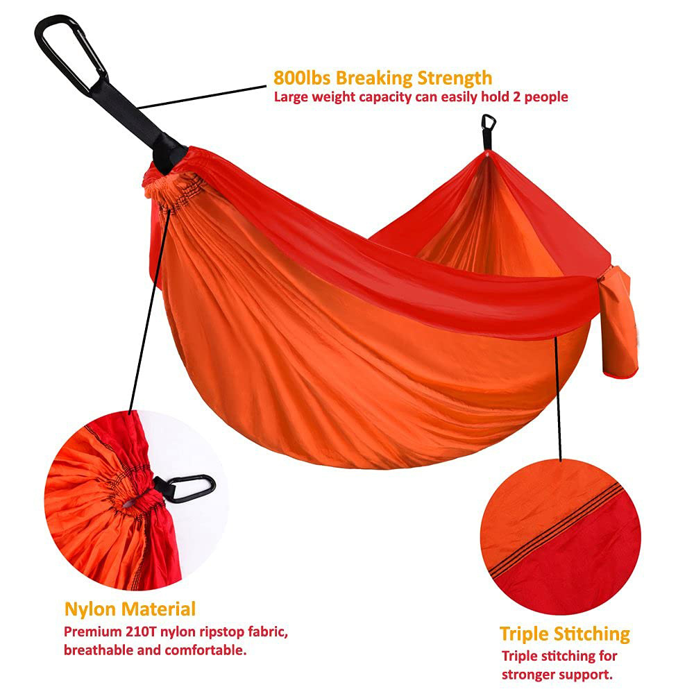 Ultra-Light Luxury Double Hammock with Nylon Tree Straps Portable Outdoor Travel Camping Swing Tent Colorful for Adults