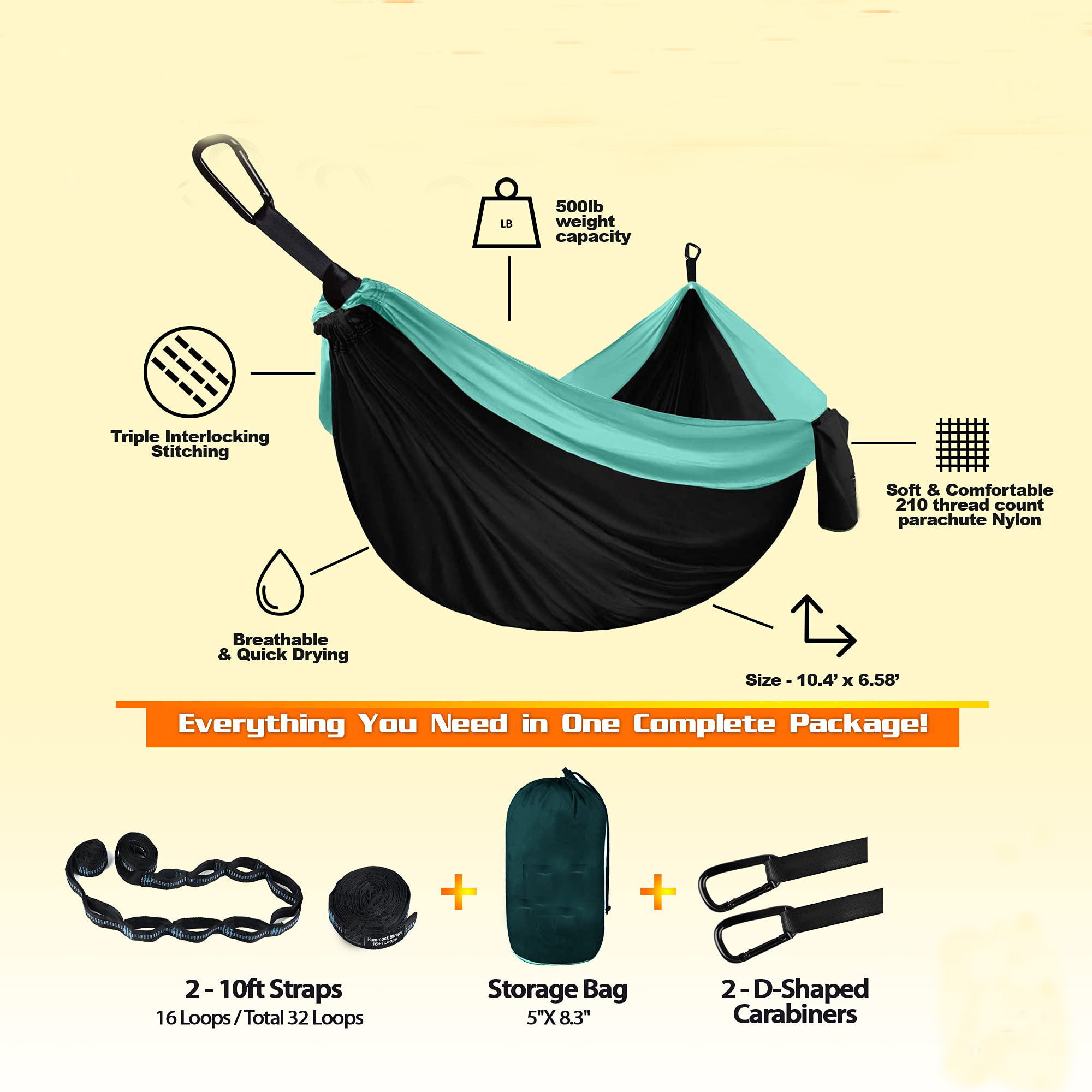 Portable Ultralight Luxury Nylon Hammock Tent with Tree Straps for Adults Outdoor Travel Backpacking Camping and Swing Hamacas