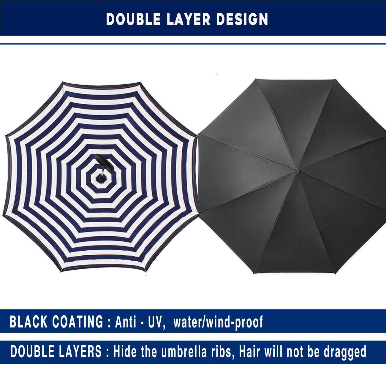 Double Layer Inverted Reverse inverse Upside Down Umbrella with C-Shaped Handle Anti-UV Waterproof Windproof umbrellas