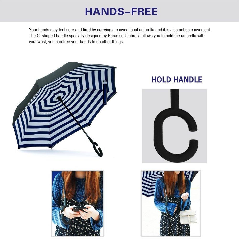 Double Layer Inverted Reverse inverse Upside Down Umbrella with C-Shaped Handle Anti-UV Waterproof Windproof umbrellas