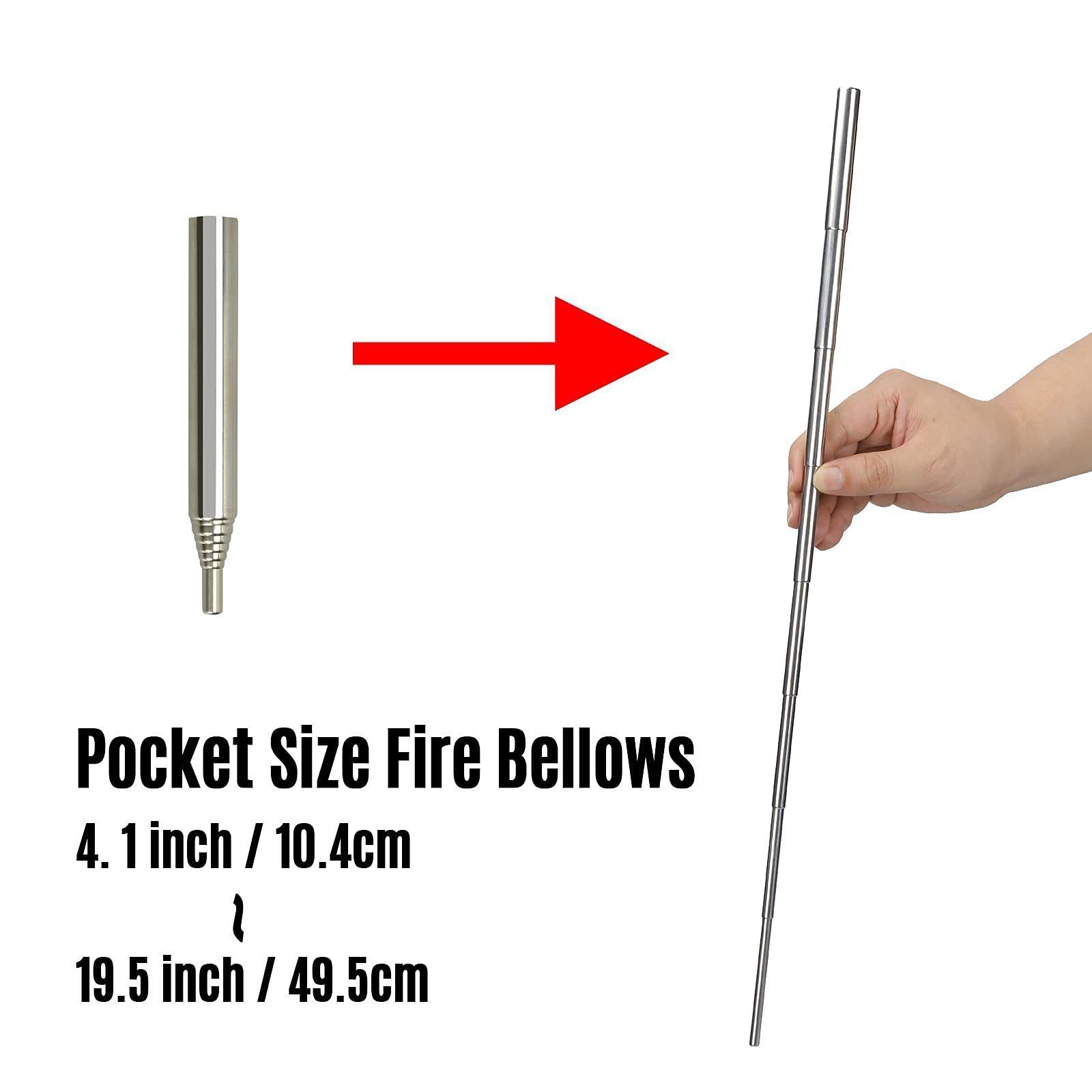 Fire Starter Tinder Tube Fire Bellows with lanyard Handle Striker and Whistle for Camping Barbecue