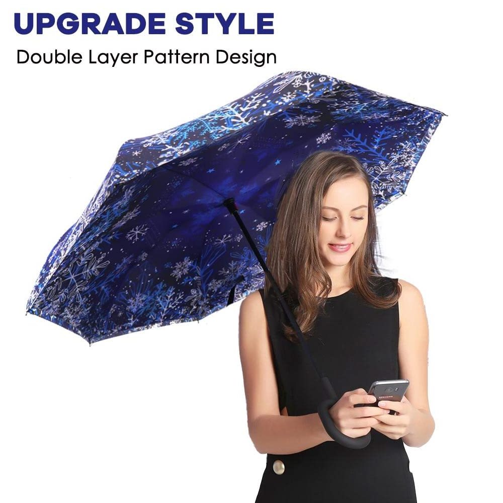 Hot sale Double Layer Inverted Reverse inverse Upside Down Umbrella with C-Shaped Handle Anti-UV Waterproof Windproof umbrellas