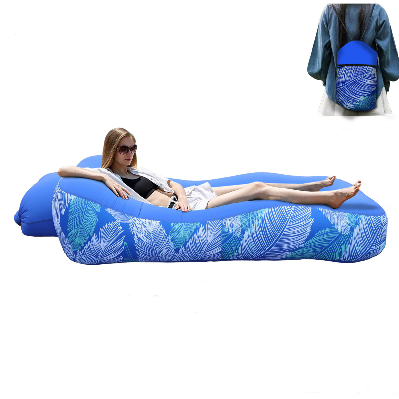 Wholesale Custom Inflatable Lounger Beach Bed Chair Durable Waterproof Anti-Air Leaking Air Lazy Sofa Couch with Pillow