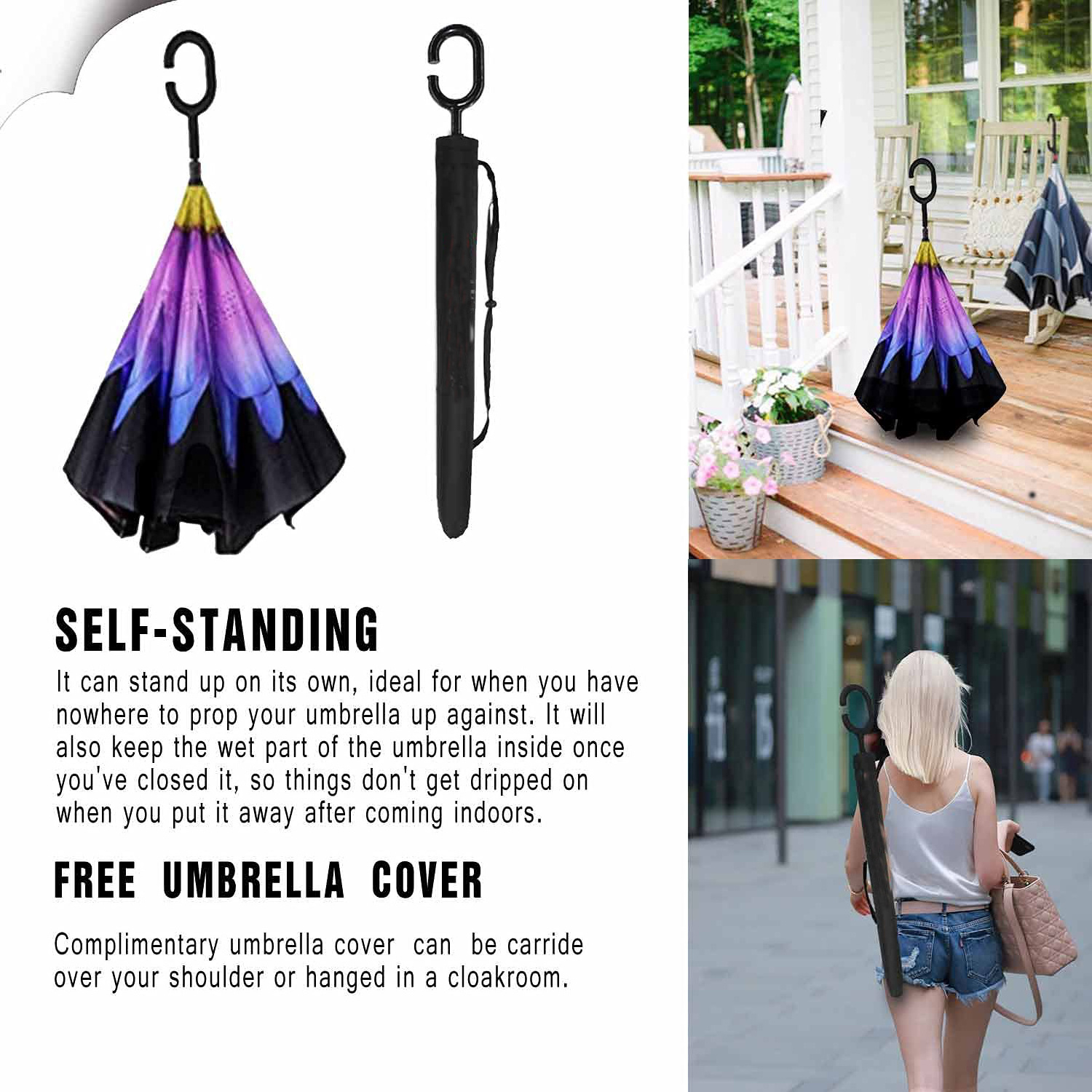 Latest Custom Double Layer Inverted Reverse inverse Umbrella with C-Shaped Handle Anti-UV Waterproof Windproof umbrellas