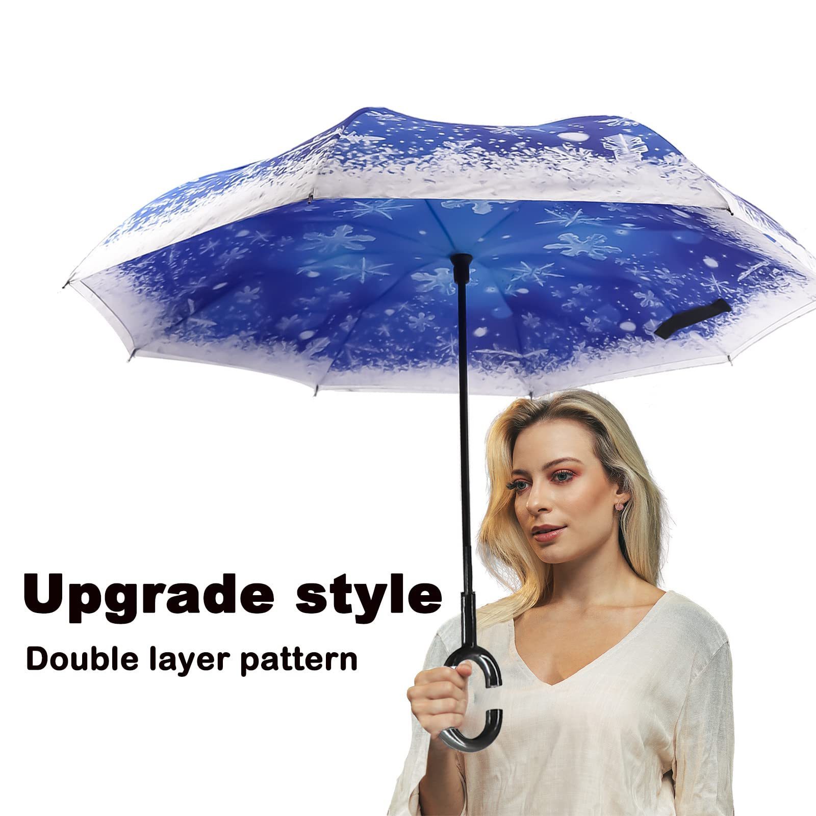 Wholesale Custom Double Layer Inverted Reverse inverse Umbrella with C-Shaped Handle Anti-UV Waterproof Windproof umbrellas