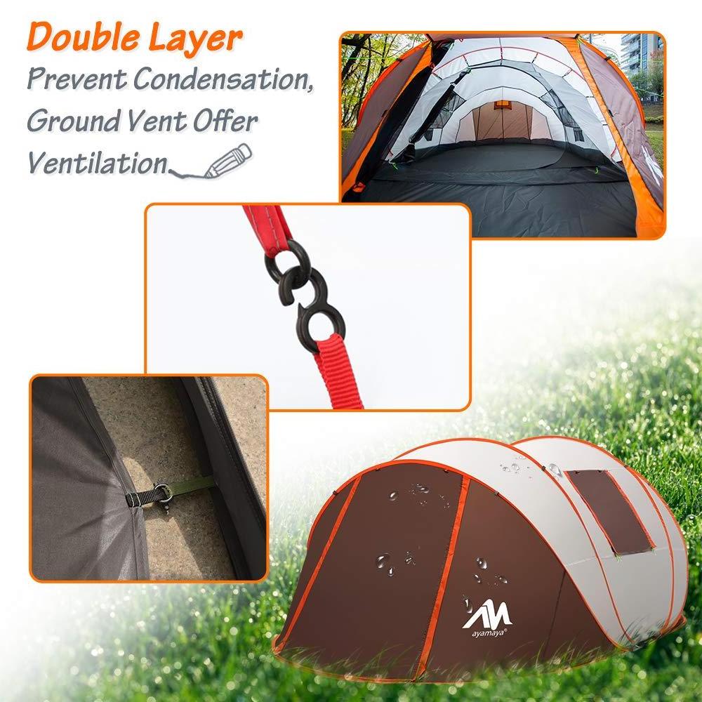 Outdoor Camping Instant  Pop up 4-6 Person Tents  with Vestibule Roof Top Double Layer Tents for Family Camping