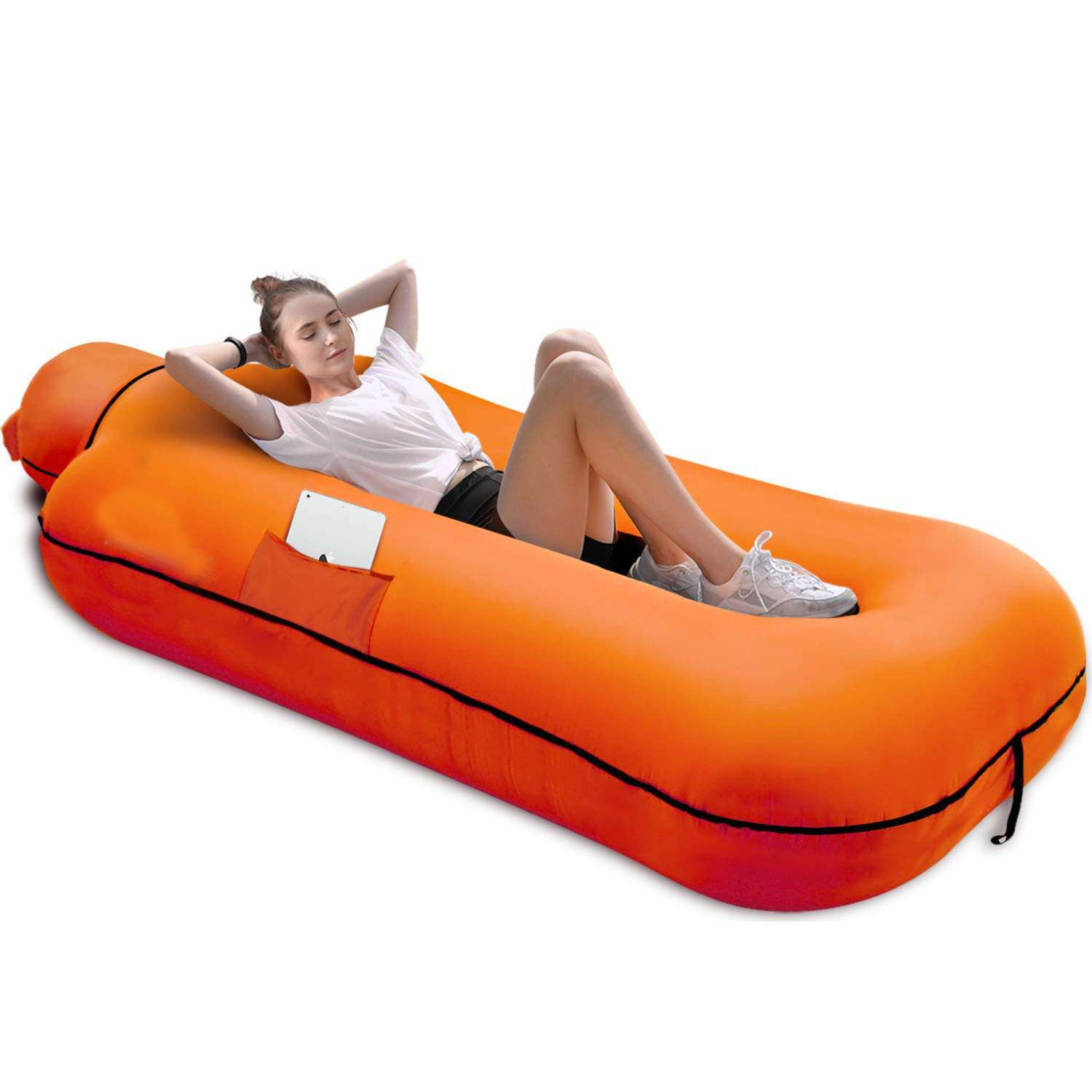 Wholesale Custom Inflatable Lounger Beach Bed Chair Durable Waterproof Anti-Air Leaking Air Lazy Sofa Couch with Pillow