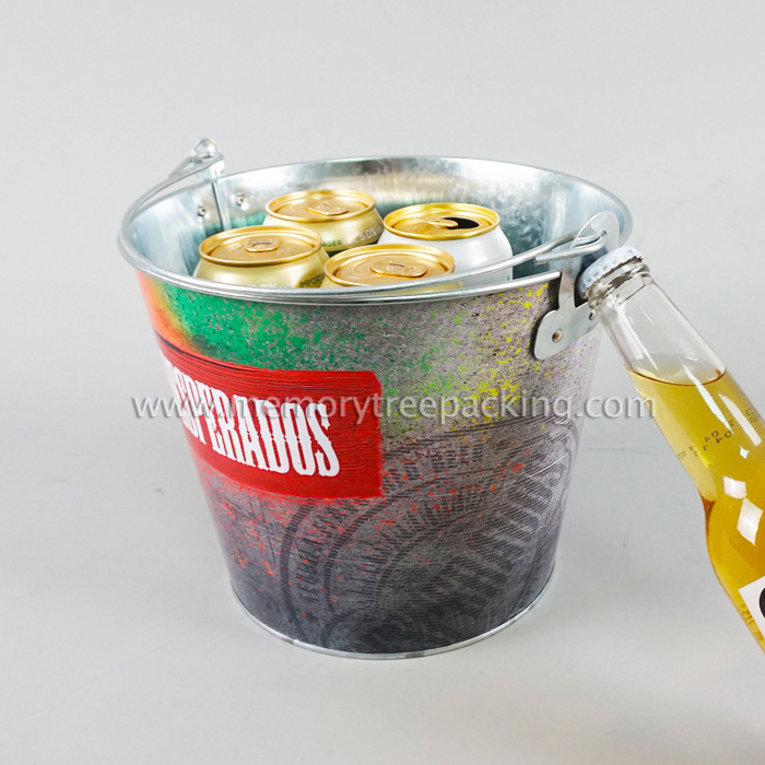 Custom Made Galvanized Metal Beer Bucket, Ice Bucket With Bottle Opener