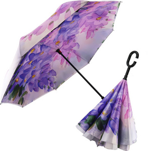 NEW Double Layer Inverted Reverse inverse Umbrella with C-Shaped Handle Anti-UV Waterproof Windproof umbrellas