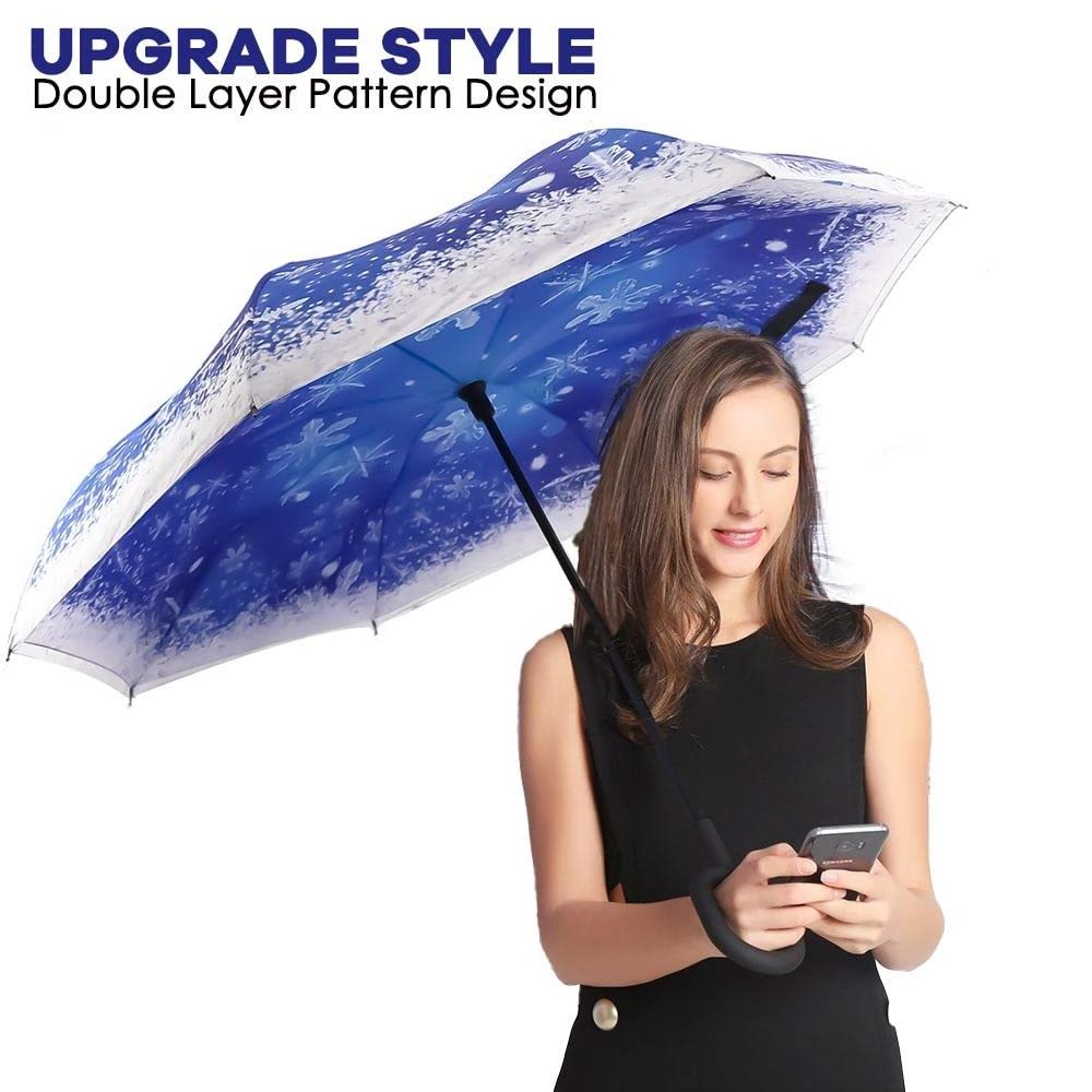 Wholesale Custom Double Layer Inverted Reverse inverse Umbrella with C-Shaped Handle Anti-UV Waterproof Windproof umbrellas